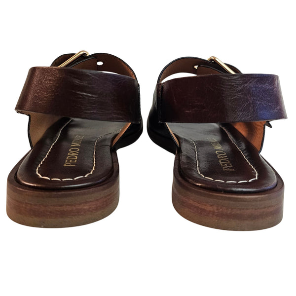 Pedro Miralles, flache Sandalette in Dunkelbraun