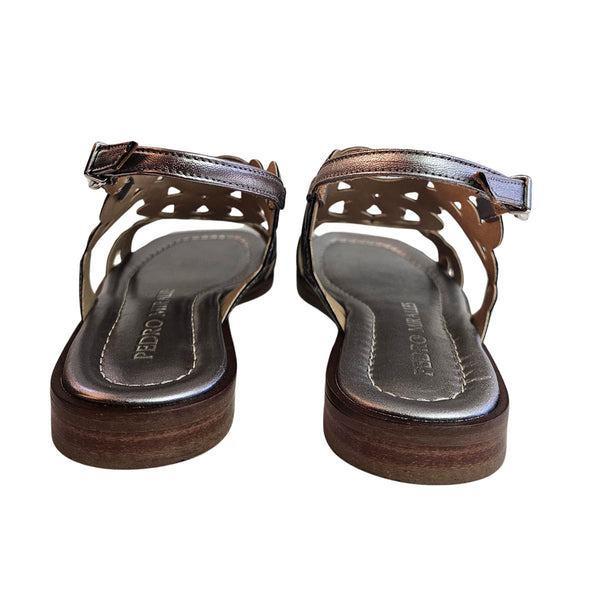 Pedro Miralles, flache Sandalette in Platin