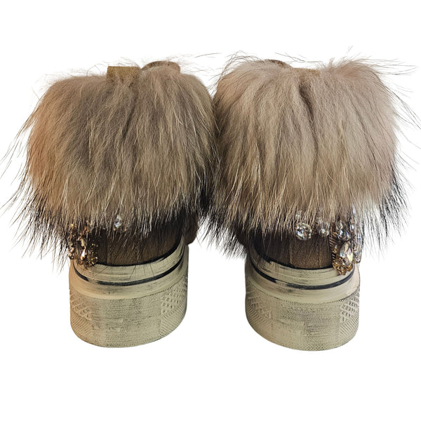 NAN-KU Couture, gefütterter High-Top Sneaker in cognacfarbenem Wildleder