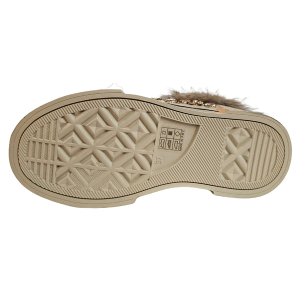 NAN-KU Couture, gefütterter High-Top Sneaker in cognacfarbenem Wildleder
