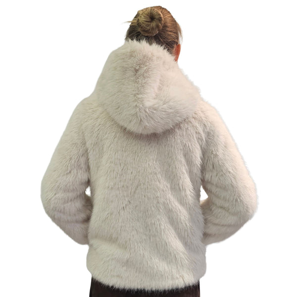 NOTYZ, Fake Fur Kurzjacke mit Kapuze in Creme