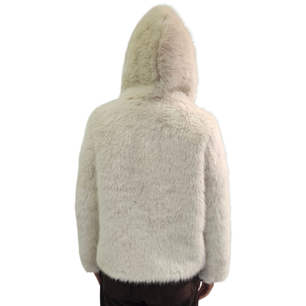 NOTYZ, Fake Fur Kurzjacke mit Kapuze in Creme