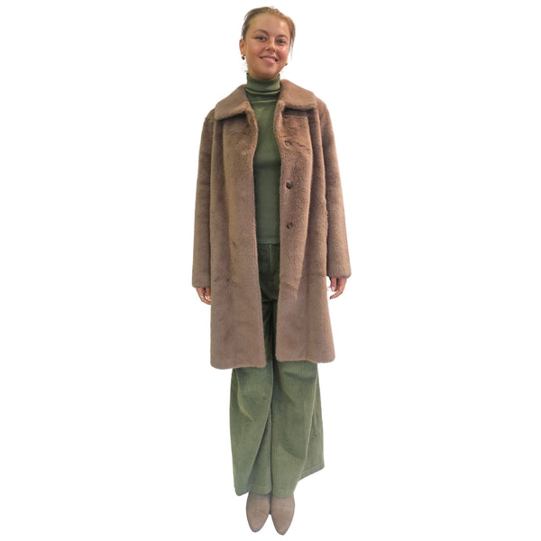 NOTYZ, Kunstfellmantel in Dark Taupe