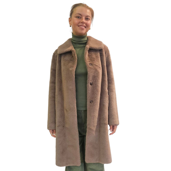 NOTYZ, Kunstfellmantel in Dark Taupe