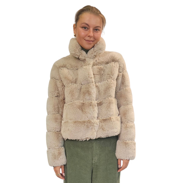 NOTYZ, Fake Fur Kurzjacke mit Kragen in Beige