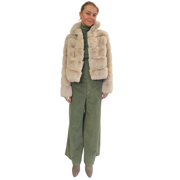 NOTYZ, Fake Fur Kurzjacke mit Kragen in Beige