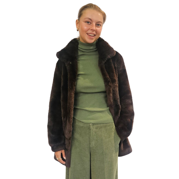 NOTYZ, Fake Fur Kurzmantel in dunkelbraun