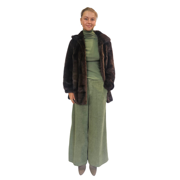 NOTYZ, Fake Fur Kurzmantel in dunkelbraun