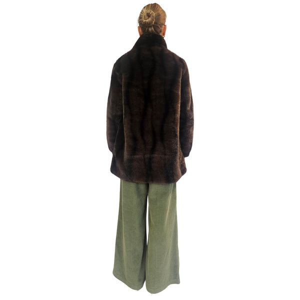 NOTYZ, Fake Fur Kurzmantel in dunkelbraun