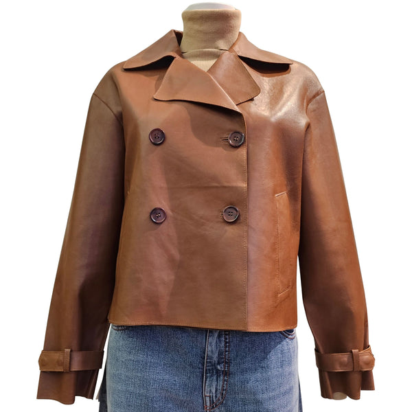 NOTYZ, Kurzlederjacke in Cognac