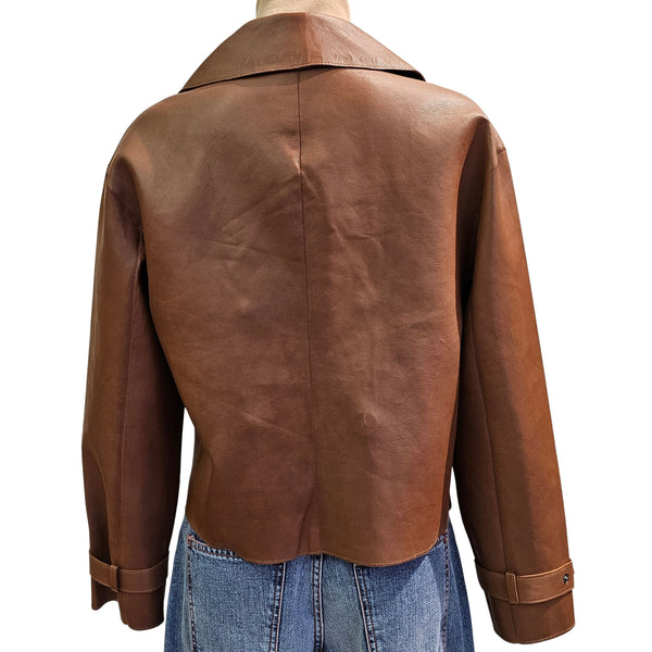 NOTYZ, Kurzlederjacke in Cognac
