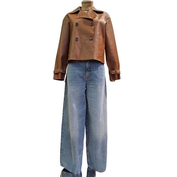 NOTYZ, Kurzlederjacke in Cognac