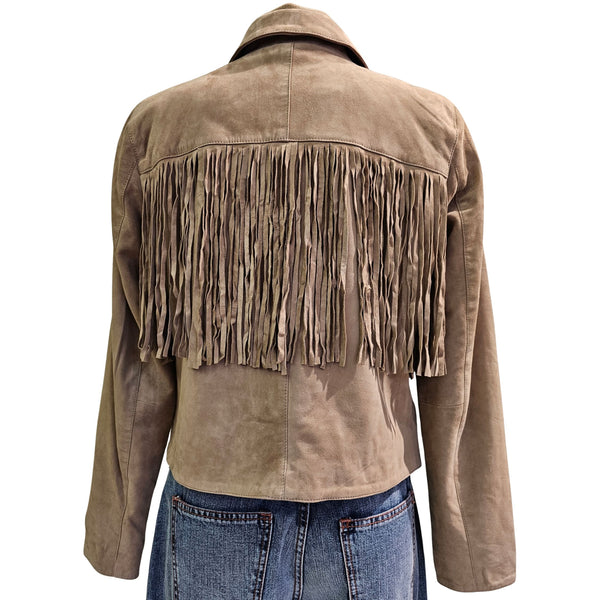 NOTYZ, Wildlederjacke mit Fransen in Beige