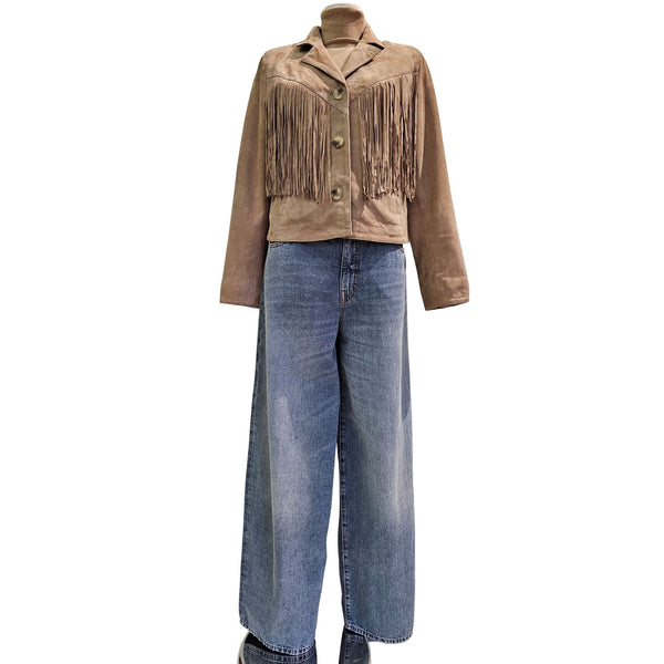 NOTYZ, Wildlederjacke mit Fransen in Beige