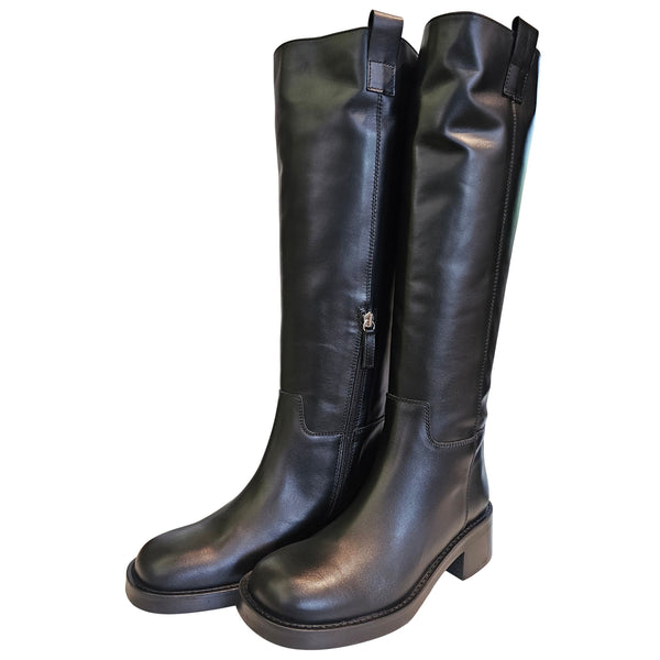 ODARE, GIULIA, Glattleder Schaftstiefel in Schwarz