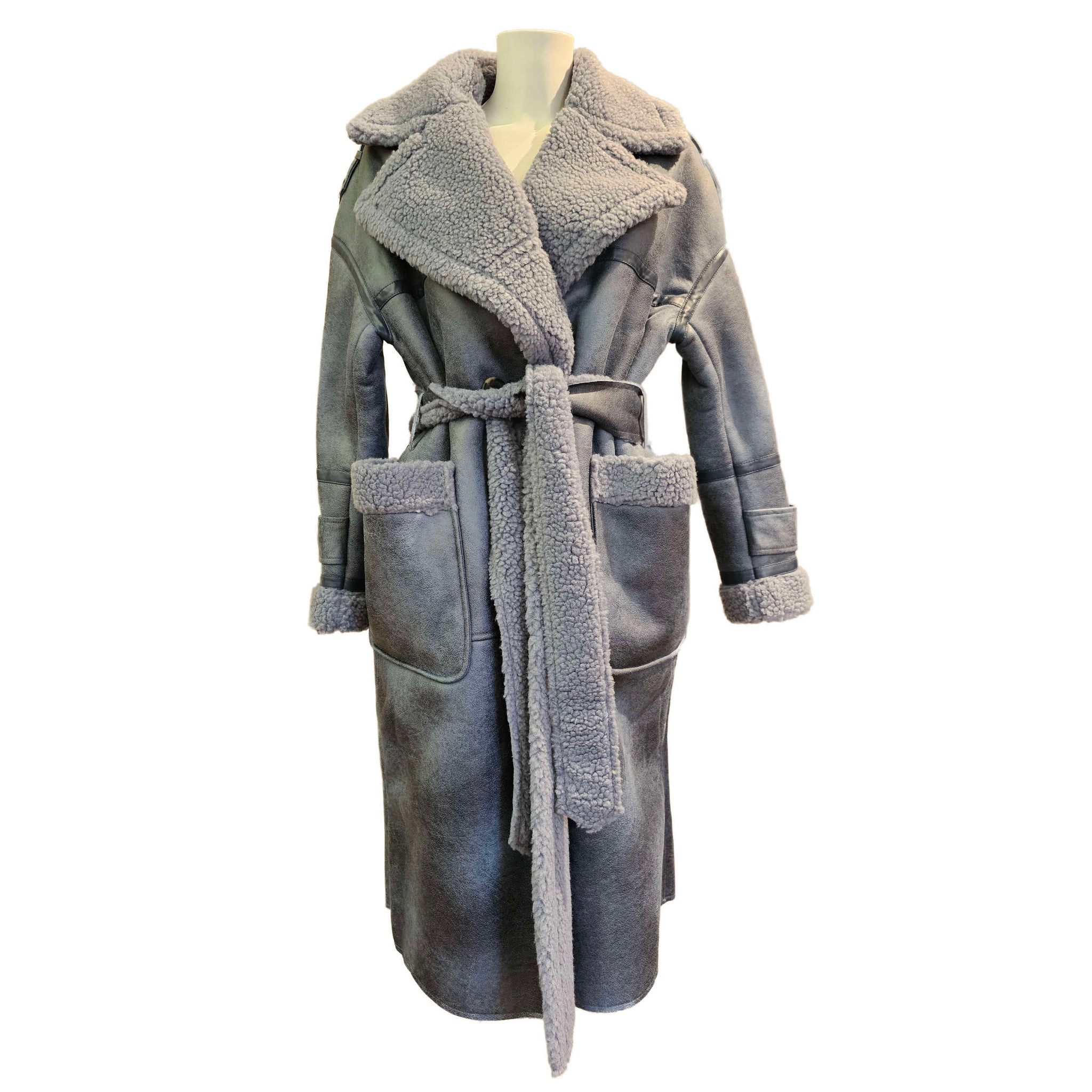 OOF Wear, taubenblauer Wendemantel im Trenchlook