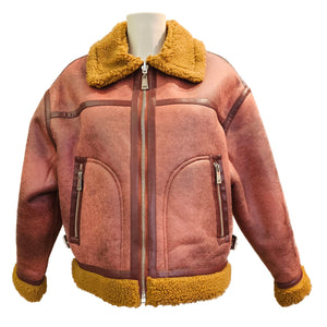 OOF Wear, antikrosa Lederjacke im Fliegerstil zum Wenden