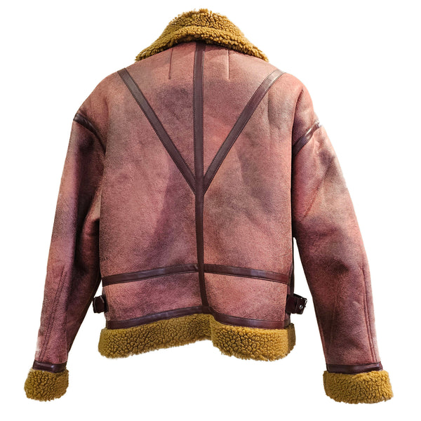 OOF Wear, antikrosa Lederjacke im Fliegerstil zum Wenden