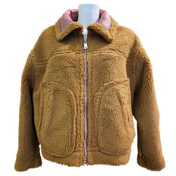 OOF Wear, antikrosa Lederjacke im Fliegerstil zum Wenden