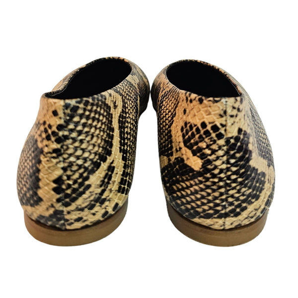 ODARE, Snake-Print Ballerina in Beige-Schwarz