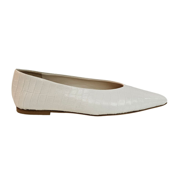 ODARE, Kroko-Print-Ballerina in Offwhite