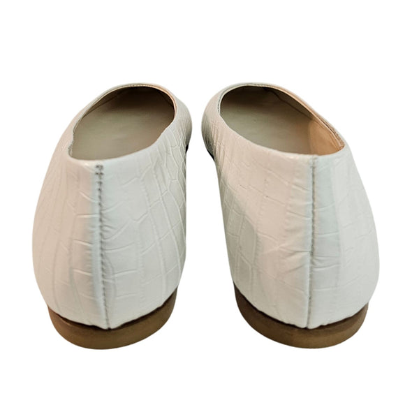 ODARE, Kroko-Print-Ballerina in Offwhite