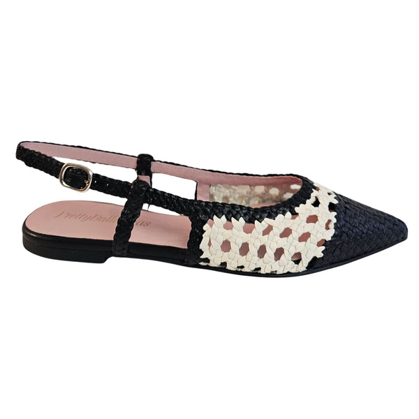 Pretty Ballerina, geflochtener Sling in Schwarz/Creme