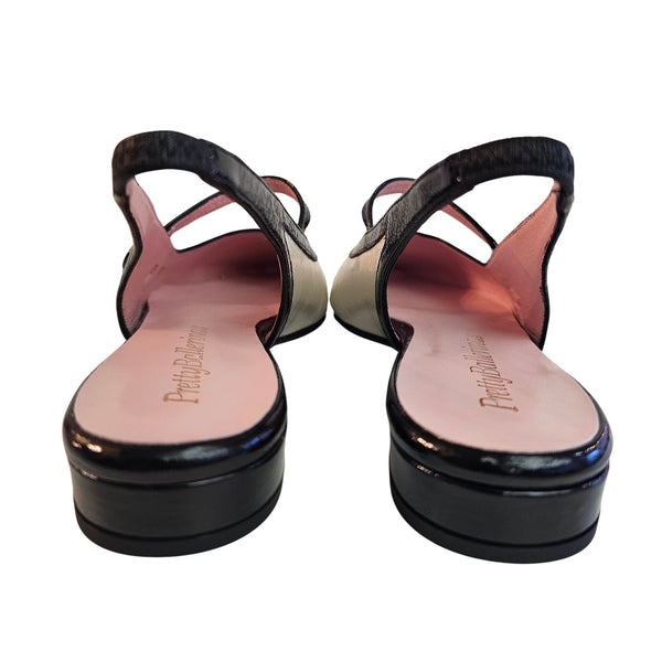 Pretty Ballerina, Sling in Schwarz/Creme, "Chanel-Style"