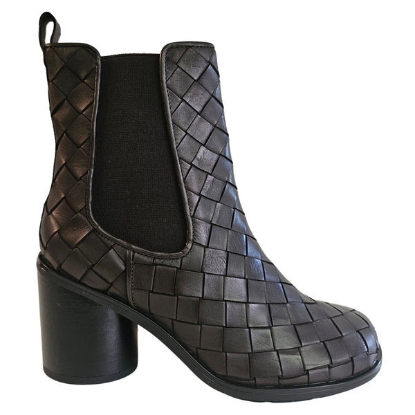 Pons Quintana, Stiefelette aus Flechtleder in dunkelbraun