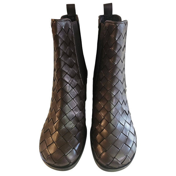 Pons Quintana, Stiefelette aus Flechtleder in dunkelbraun