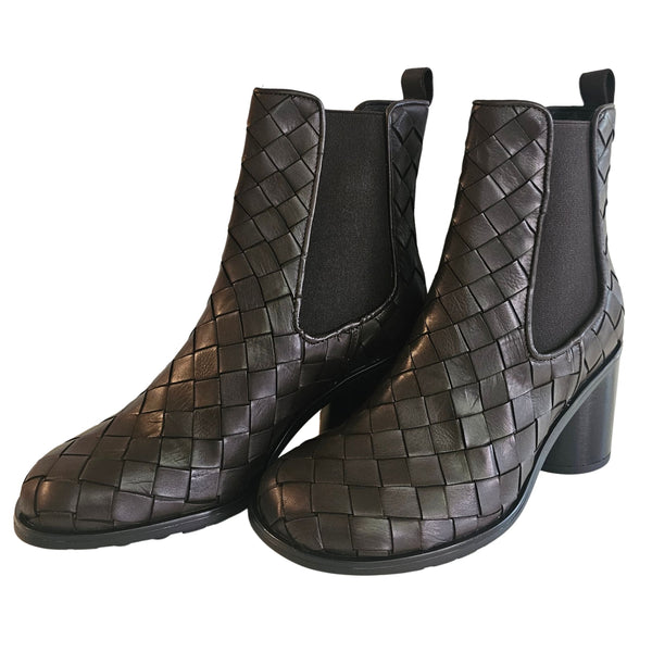 Pons Quintana, Stiefelette aus Flechtleder in dunkelbraun