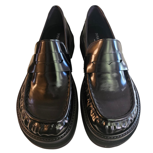 Pons Quintana, Loafer in schwarzem Spazzolato Leder