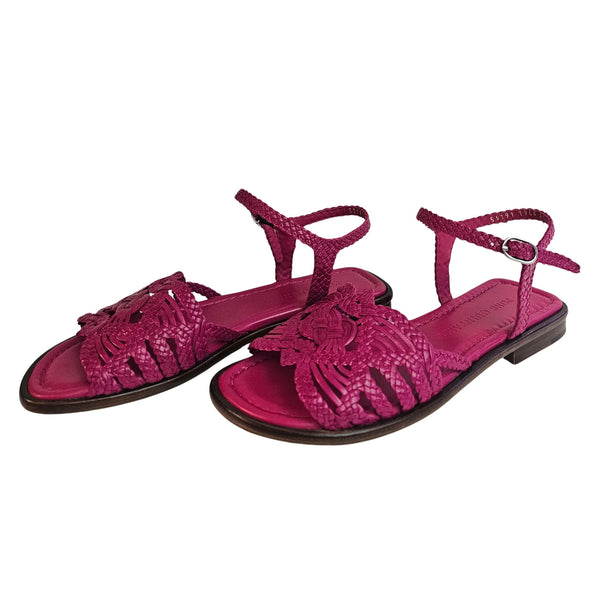 Pons Quintana, flache Flechtsandale in Fuchsia