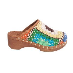 Pedro Miralles, Weekend, Multicolor-Clogs in Häkeloptik