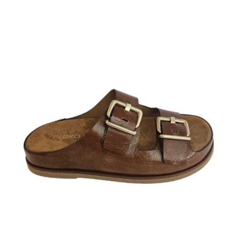 Pedro Miralles, Flache Pantolette in Cognac