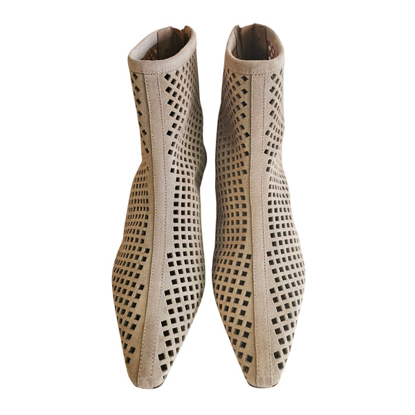 Pedro Miralles, sandfarbende Stiefelette aus feinem Leder