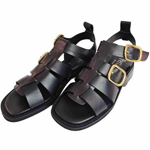 Pertini, schwarze Sandale mit zwei Schnallen