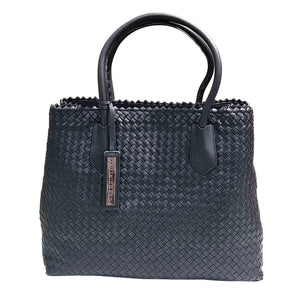 Pons Quintana, Flechtleder-Tasche in Anthrazit Perlato Leder