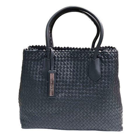 Pons Quintana, Flechtleder-Tasche in Anthrazit Perlato Leder