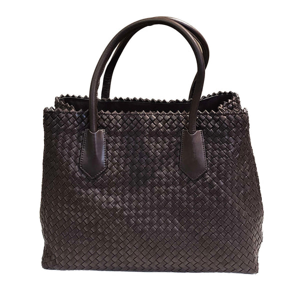 Pons Quintana, Flechtleder-Tasche in Schokobraun