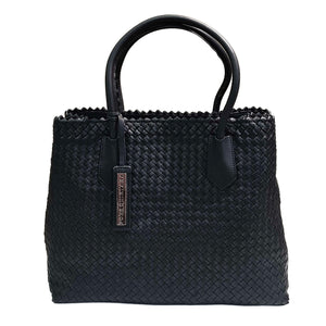 Pons Quintana, Flechtleder-Tasche in Schwarz