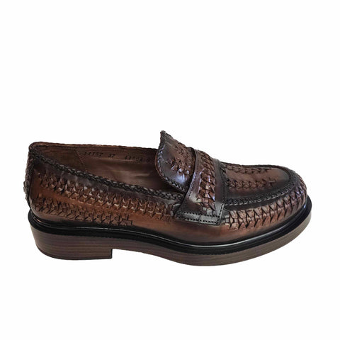 Pons Quintana, Flechtloafer in Zigarrenbraun
