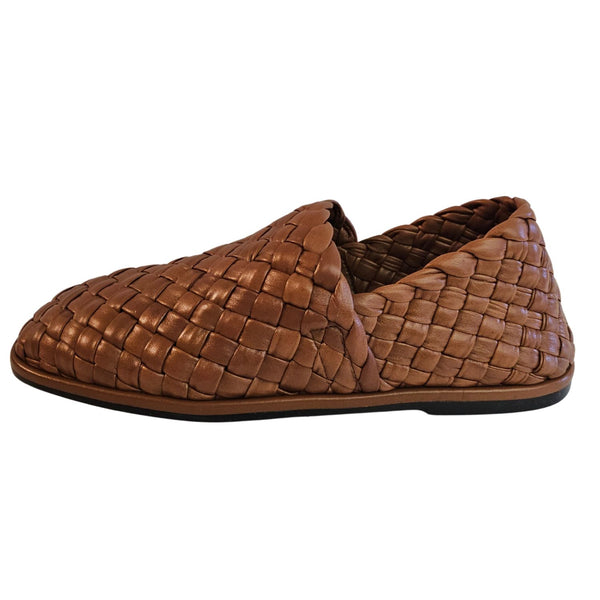 Pons Quintana, feiner Flechtleder-Loafer in Brandybraun