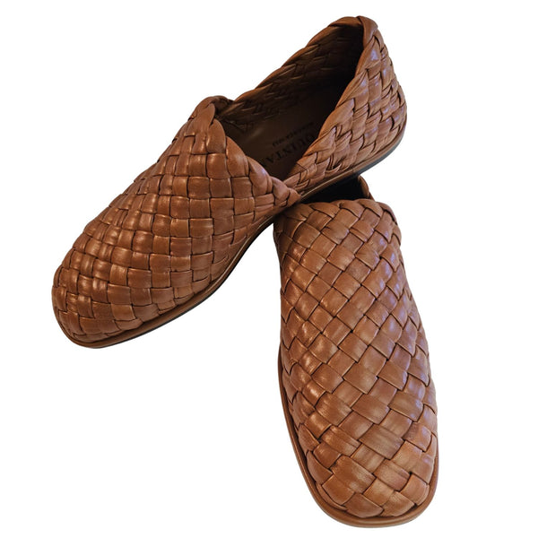 Pons Quintana, feiner Flechtleder-Loafer in Brandybraun