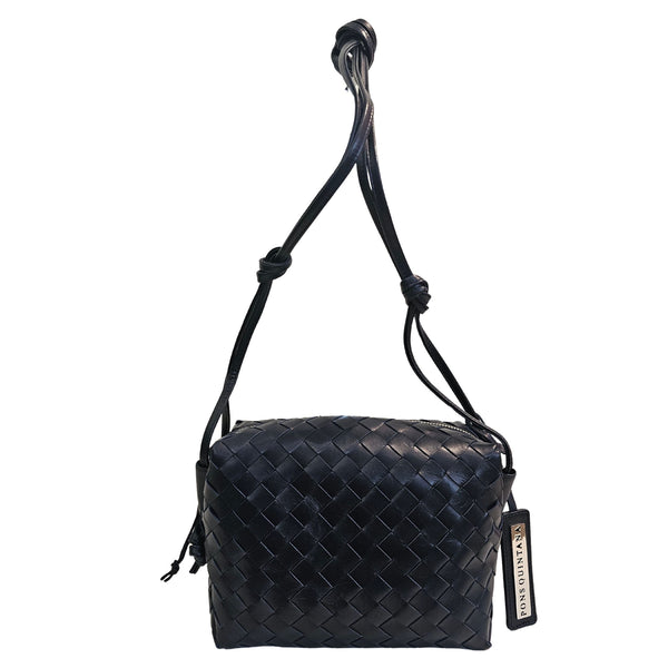 Pons Quintana, Umhängetasche aus geflochtenem Leder in Blau