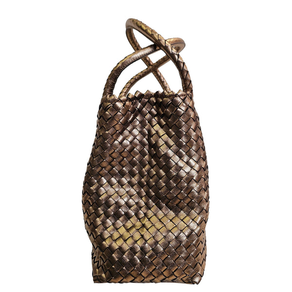 Pons Quintana, Flechtleder-Tasche in Bronze/Gold