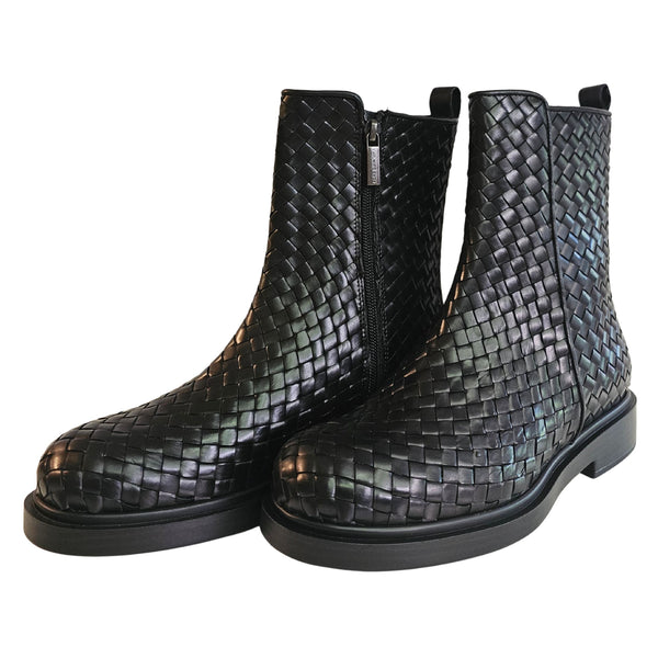 Pons Quintana, Stiefelette aus geflochtenem Leder in Schwarz