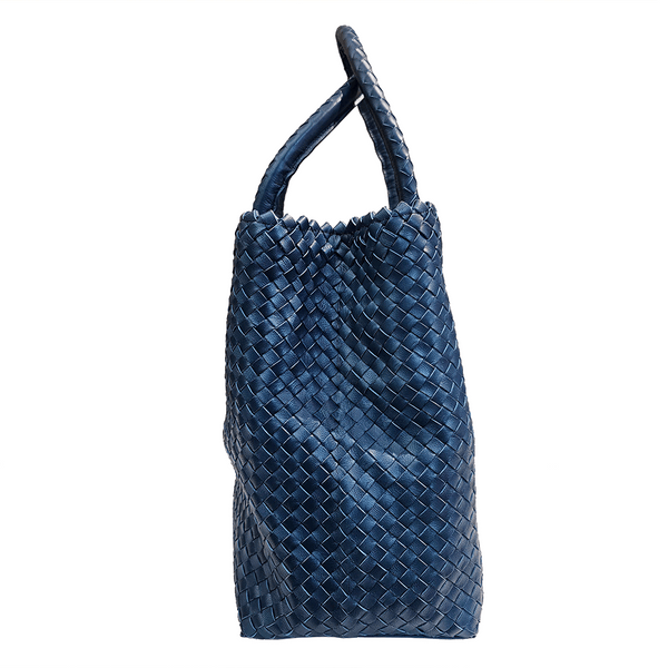 Pons Quintana, Flechtleder-Tasche in Jeansblau