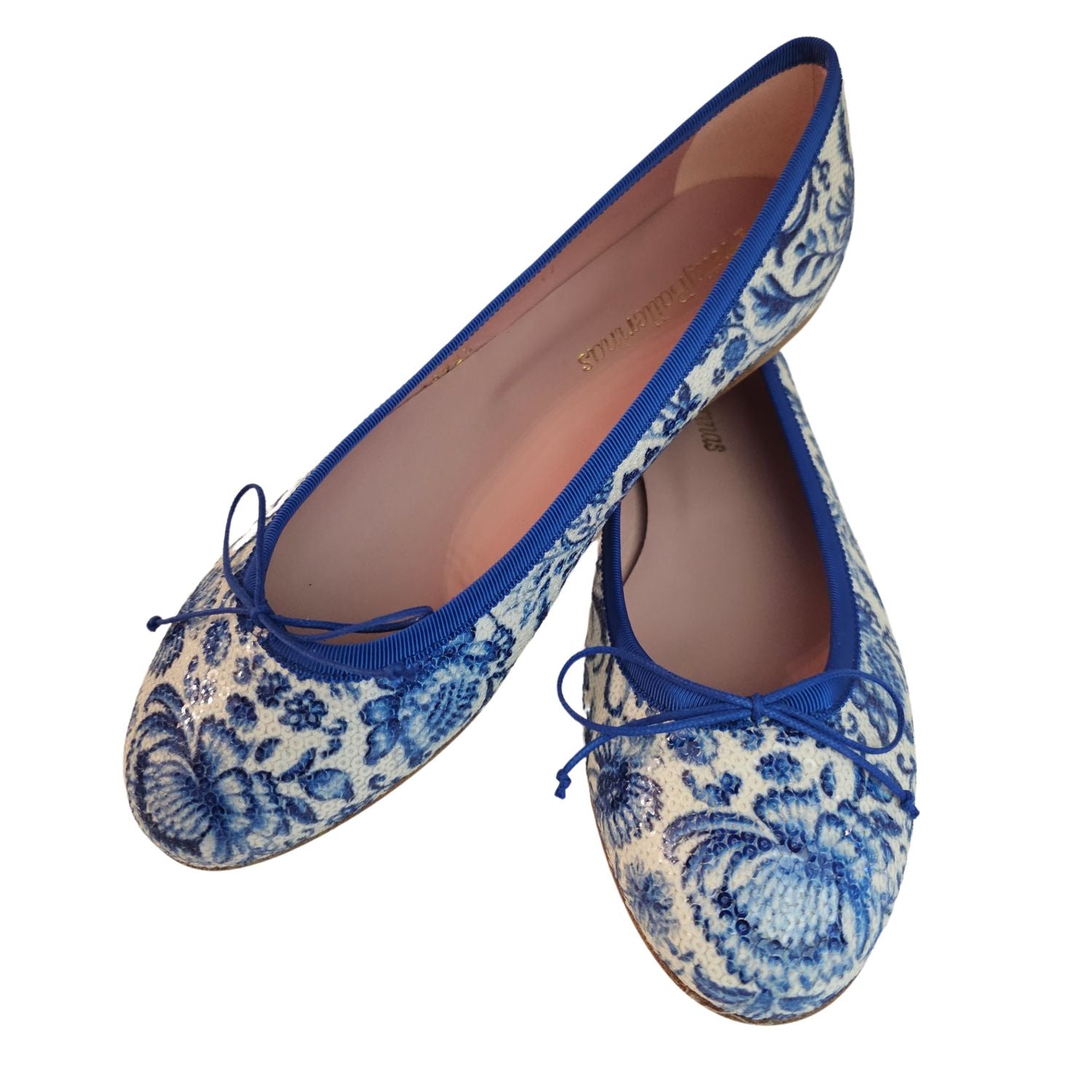 Pretty Ballerina, Royalblau Weiß gemustert mit Pailetten