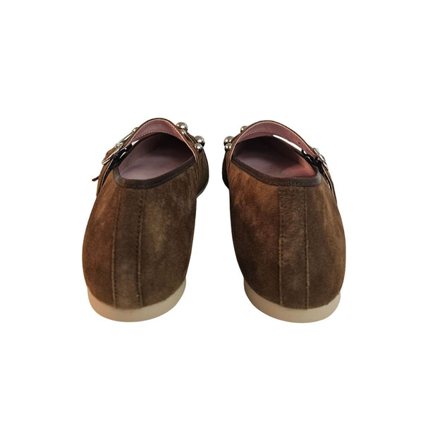 Pretty Ballerina, spitzer Ballerina aus Wildleder in cognac